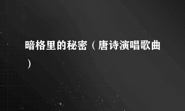 暗格里的秘密（唐诗演唱歌曲）