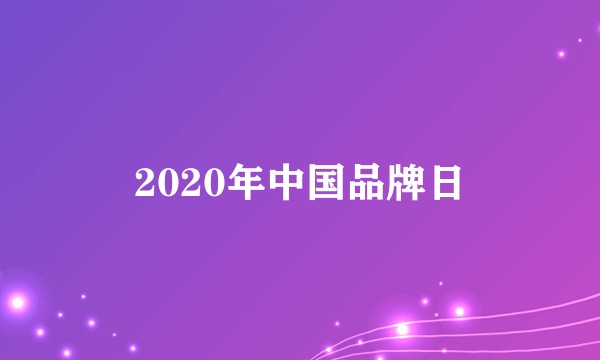 2020年中国品牌日