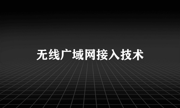 无线广域网接入技术