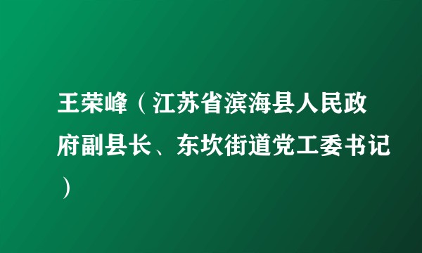 王荣峰（江苏省滨海县人民政府副县长、东坎街道党工委书记）