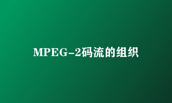MPEG-2码流的组织
