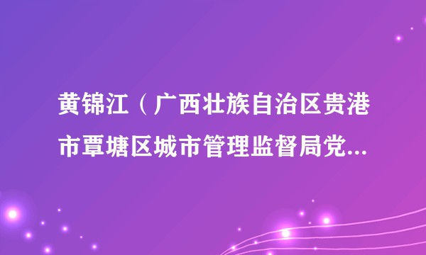 黄锦江（广西壮族自治区贵港市覃塘区城市管理监督局党组成员、副局长）