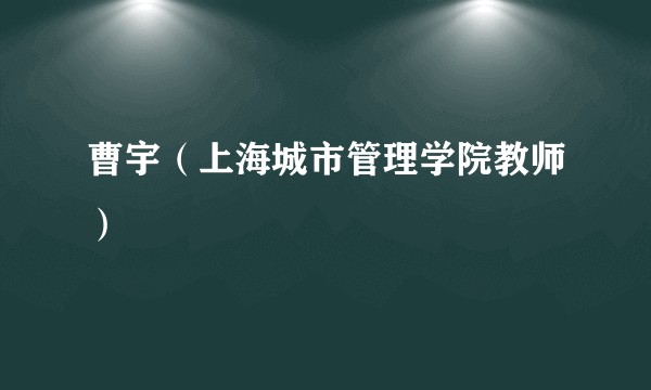 曹宇（上海城市管理学院教师）