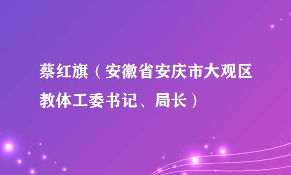 蔡红旗（安徽省安庆市大观区教体工委书记、局长）