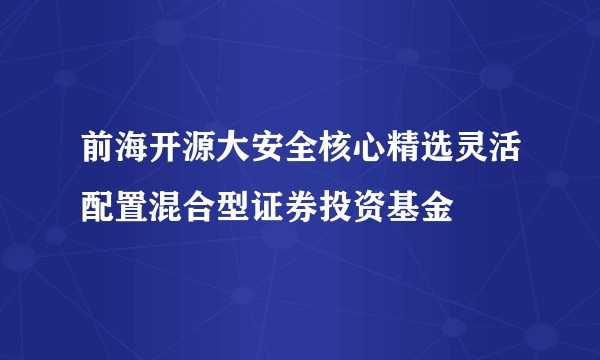 前海开源大安全核心精选灵活配置混合型证券投资基金