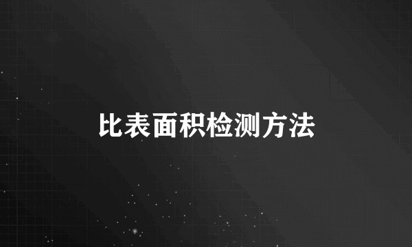 比表面积检测方法