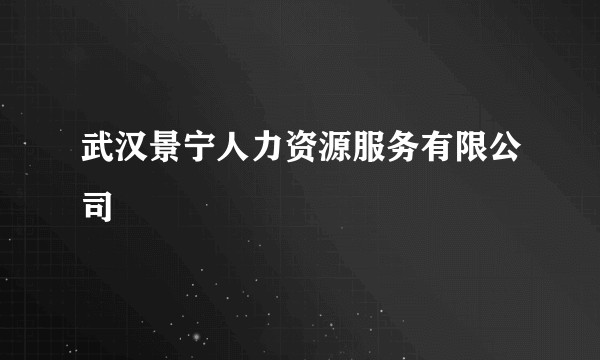 武汉景宁人力资源服务有限公司