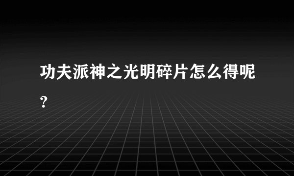 功夫派神之光明碎片怎么得呢？