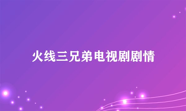 火线三兄弟电视剧剧情