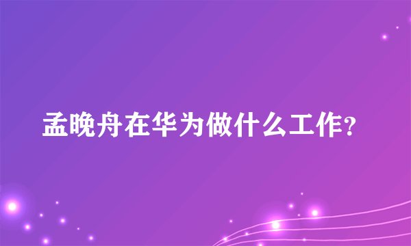 孟晚舟在华为做什么工作？