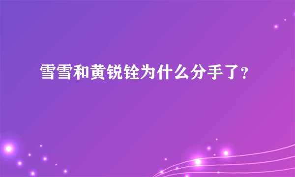 雪雪和黄锐铨为什么分手了？