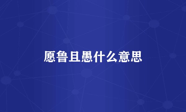 愿鲁且愚什么意思