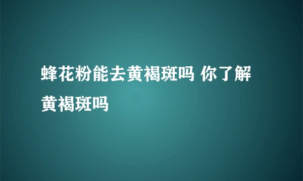 蜂花粉能去黄褐斑吗 你了解黄褐斑吗