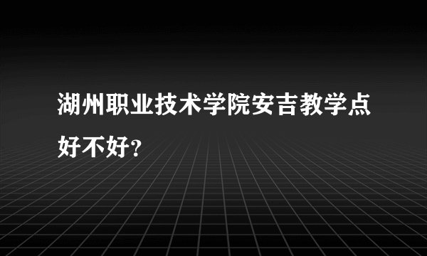 湖州职业技术学院安吉教学点好不好？