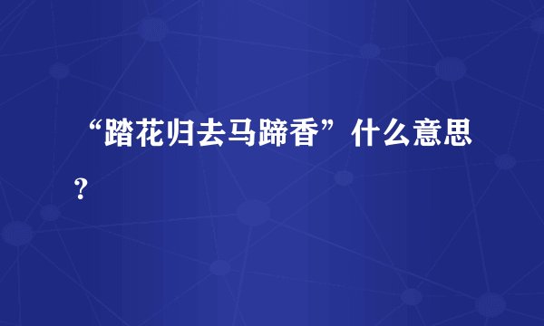 “踏花归去马蹄香”什么意思？