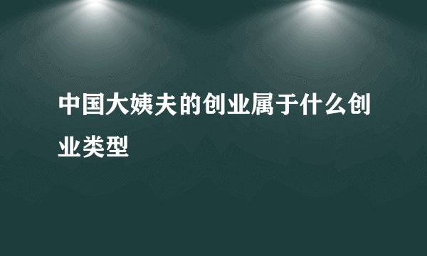 中国大姨夫的创业属于什么创业类型
