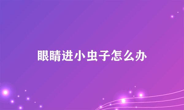 眼睛进小虫子怎么办
