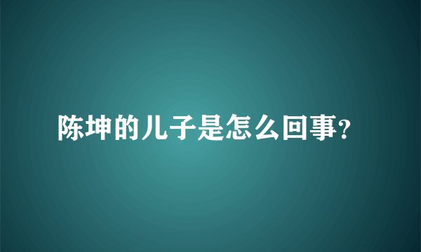 陈坤的儿子是怎么回事？