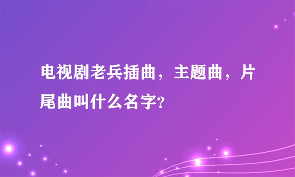 电视剧老兵插曲，主题曲，片尾曲叫什么名字？