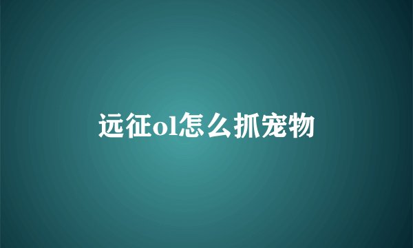 远征ol怎么抓宠物