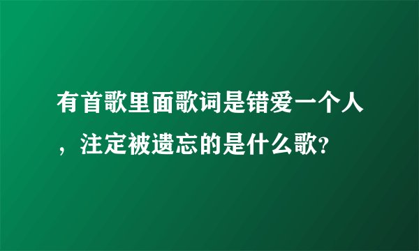 有首歌里面歌词是错爱一个人，注定被遗忘的是什么歌？