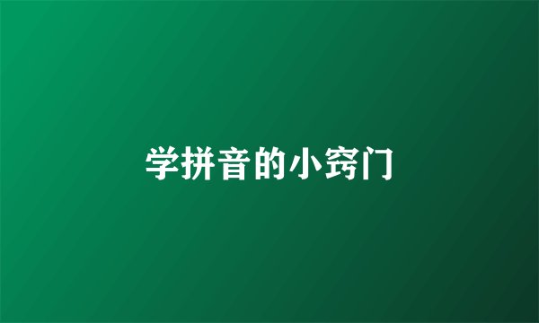 学拼音的小窍门