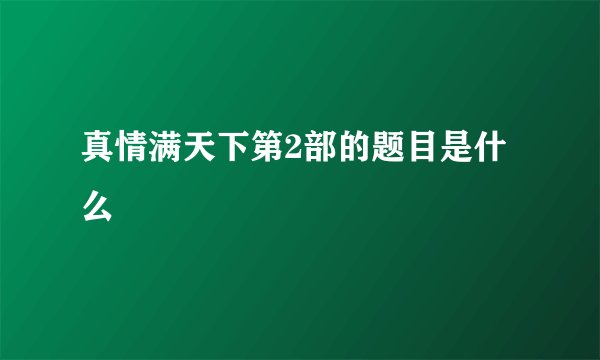 真情满天下第2部的题目是什么