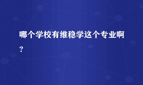 哪个学校有维稳学这个专业啊？