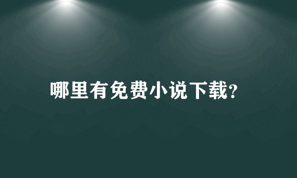 哪里有免费小说下载？