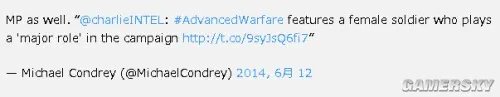 E3 2014:《使命召唤11:高级战争(Call of Duty: Advanced Warfare)》确定女士兵存在 男人军团不再孤独