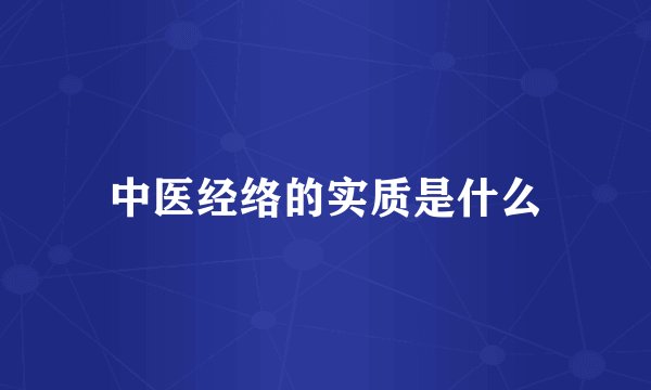 中医经络的实质是什么