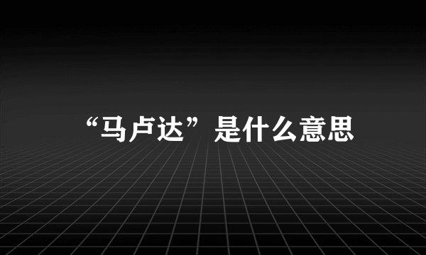 “马卢达”是什么意思