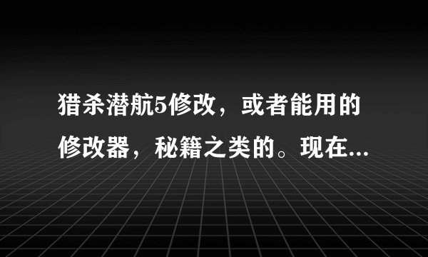 猎杀潜航5修改，或者能用的修改器，秘籍之类的。现在网上的修改器好像不能用。