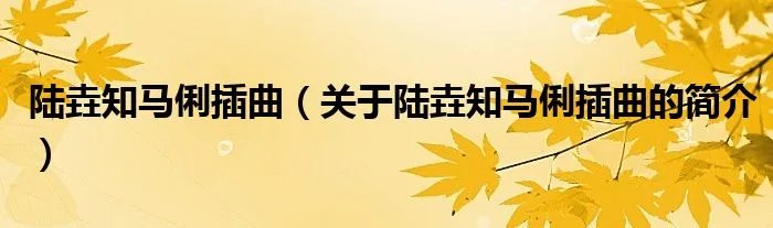 陆垚知马俐插曲(关于陆垚知马俐插曲的简介)