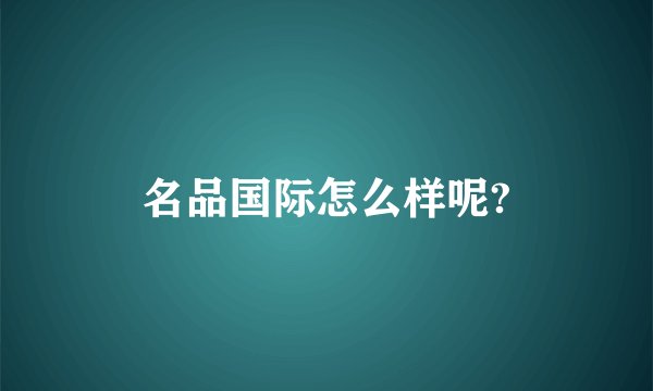 名品国际怎么样呢?