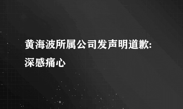 黄海波所属公司发声明道歉:深感痛心