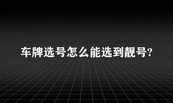 车牌选号怎么能选到靓号?