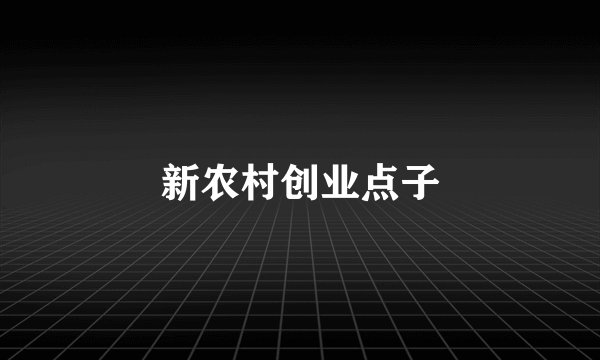 新农村创业点子