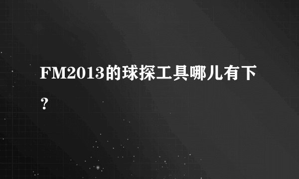 FM2013的球探工具哪儿有下?