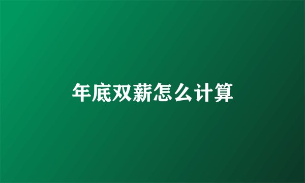 年底双薪怎么计算