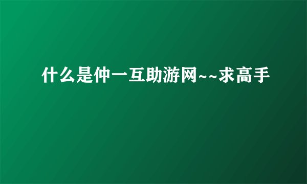 什么是仲一互助游网~~求高手