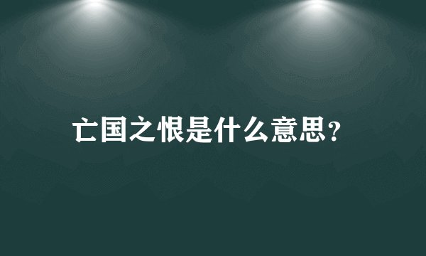 亡国之恨是什么意思？