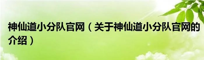 神仙道小分队官网（关于神仙道小分队官网的介绍）