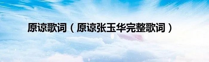 原谅歌词(原谅张玉华完整歌词)