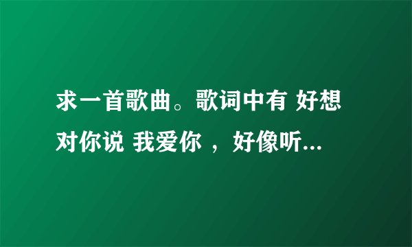 求一首歌曲。歌词中有 好想对你说 我爱你 ，好像听你说 你想我，这么多年你有没有想起过我。。。。。