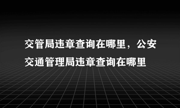 交管局违章查询在哪里,公安交通管理局违章查询在哪里