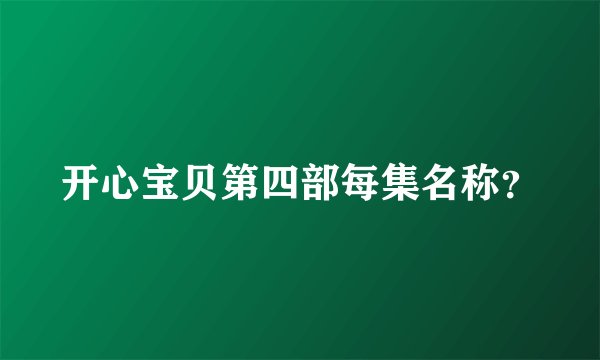 开心宝贝第四部每集名称?