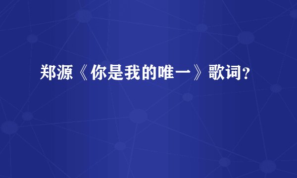 郑源《你是我的唯一》歌词？