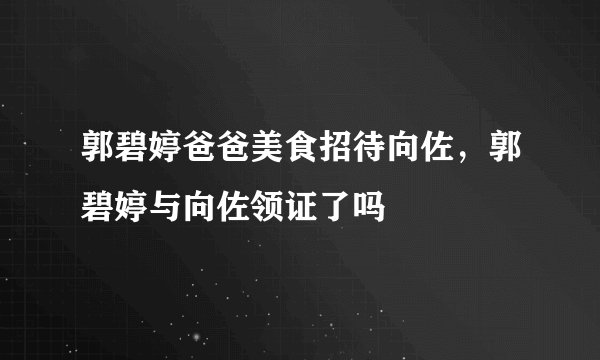 郭碧婷爸爸美食招待向佐，郭碧婷与向佐领证了吗