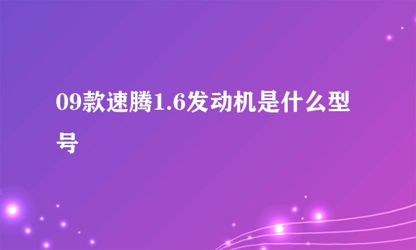09款速腾1.6发动机是什么型号